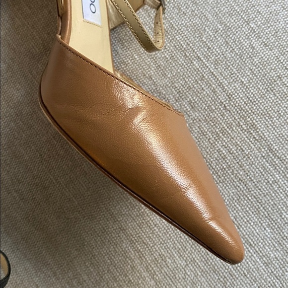 Jimmy Choo Leather Typhoon D’Orsay Pumps Heels Black Nude Pointed-Toe Size 7.5 - Picture 11 of 16